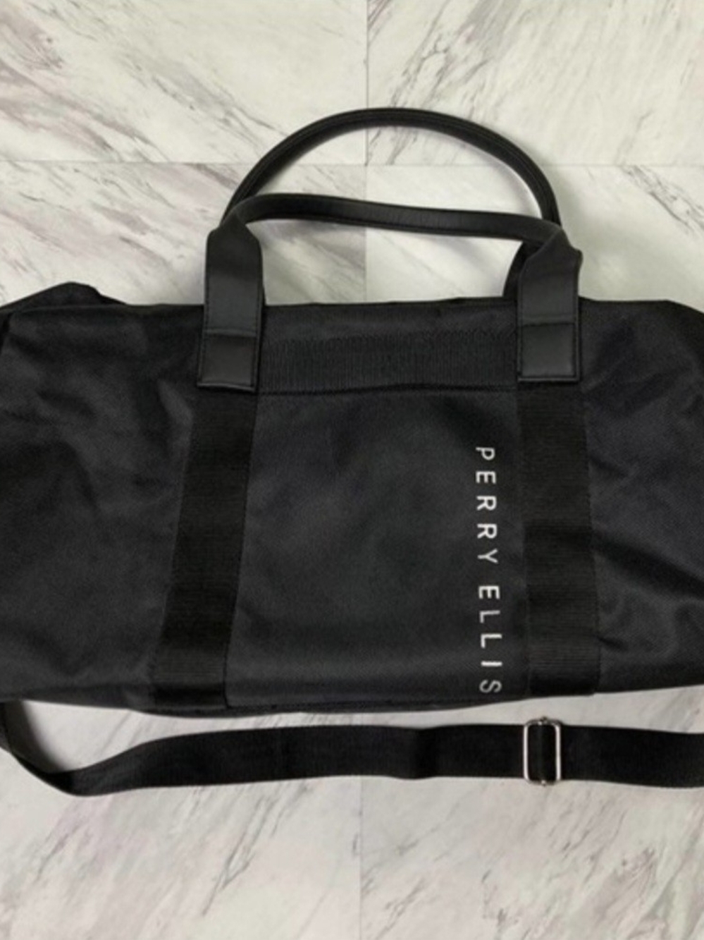 Perry Ellis Black and Light Blue Travel Duffel Bag Set